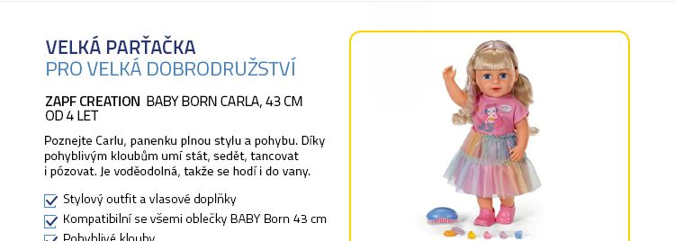 Zapf Creation BABY Born Carla, 43 cm/ od 4 let
