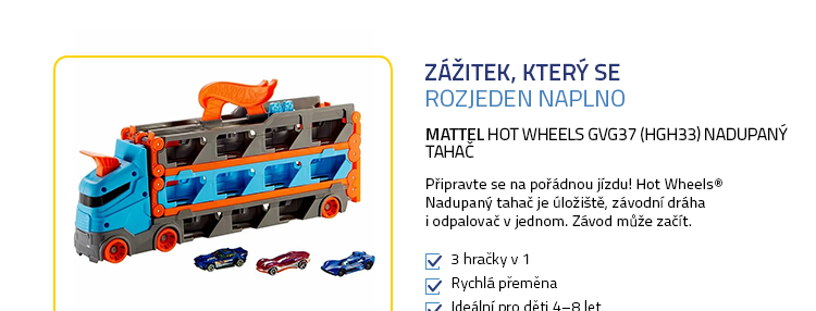 Mattel Hot Wheels GVG37 (HGH33) Nadupaný tahač