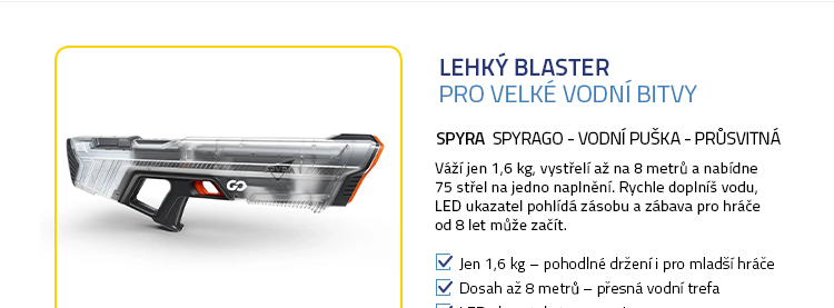 SPYRA SpyraGO - vodní puška - průsvitná