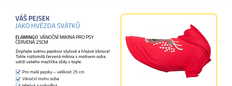 Flamingo Vánoční mikina pro psy červená 25cm