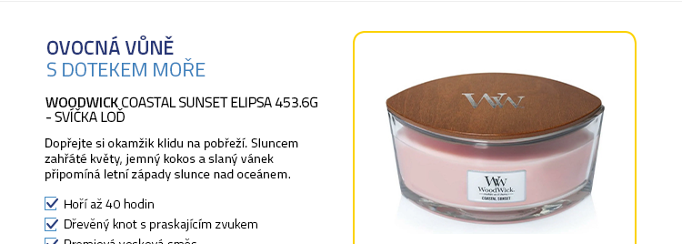 WoodWick Coastal Sunset Elipsa 453.6g - svíčka loď