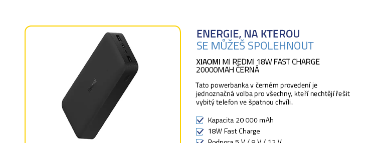 Xiaomi Mi Redmi 18W Fast Charge 20000mAh černá