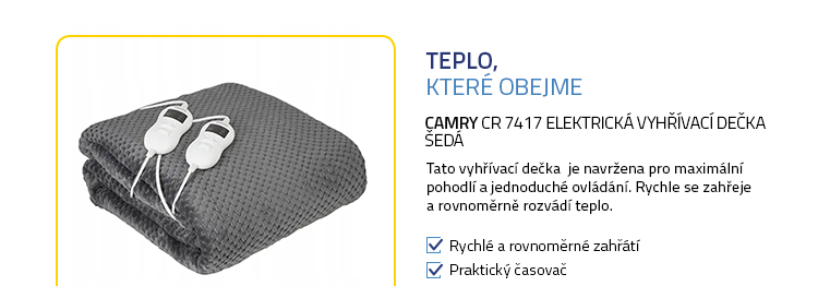 Camry CR 7417 Elektrická vyhřívací dečka šedá
