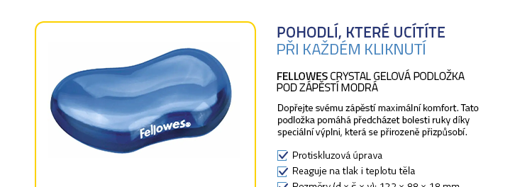 Fellowes CRYSTAL Gelová podložka pod zápěstí modrá