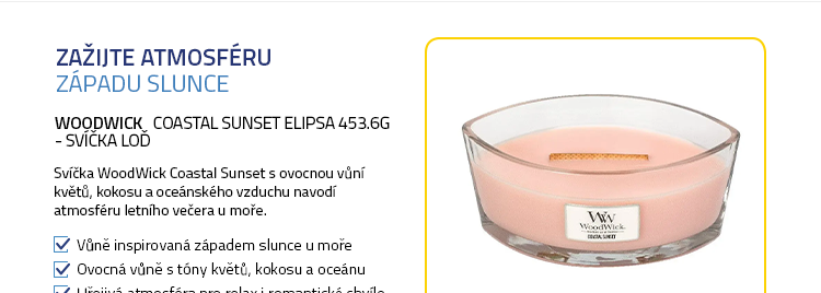 WoodWick Coastal Sunset Elipsa 453.6g - svíčka loď