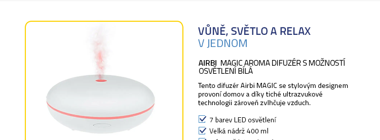 Airbi MAGIC Aroma difuzér s možností osvětlení bílá