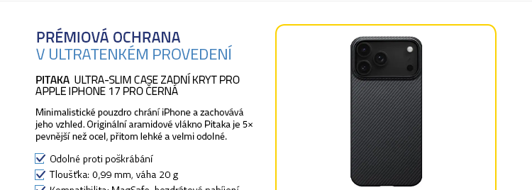 Pitaka Ultra-Slim Case zadní kryt pro Apple iPhone 17 Pro černá