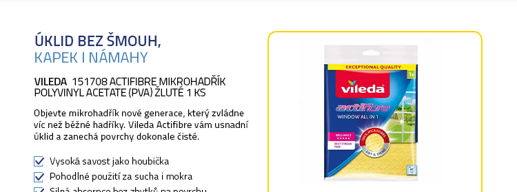 Vileda 151708 Actifibre mikrohadřík Polyvinyl Acetate (PVA) žluté 1 ks