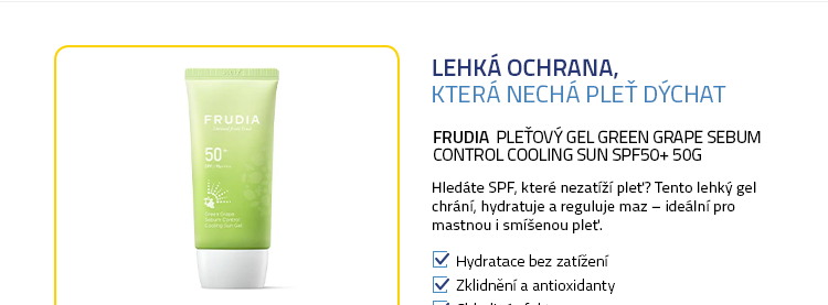 Frudia pleťový gel Green Grape Sebum Control Cooling Sun SPF50+ 50g