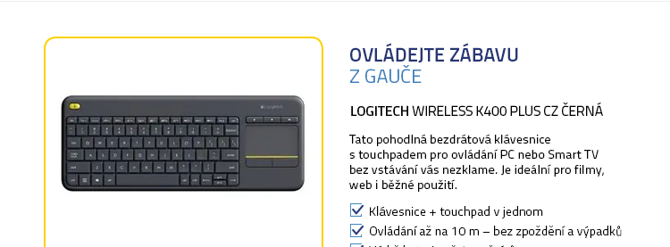 Logitech Wireless K400 Plus CZ černá