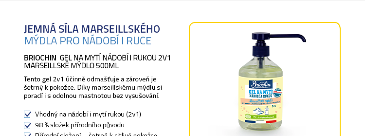 Briochin gel na mytí nádobí i rukou 2v1 marseillské mýdlo 500ml