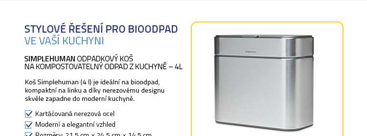 Simplehuman Odpadkový koš na kompostovatelný odpad z kuchyně – 4l