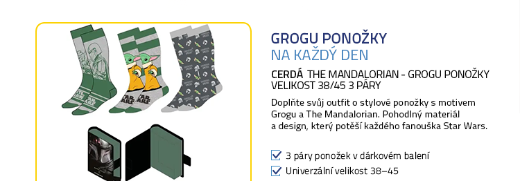 Cerdá The Mandalorian - Grogu ponožky velikost 38/45 3 páry