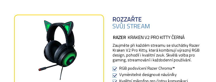 Razer Kraken V2 Pro Kitty černá