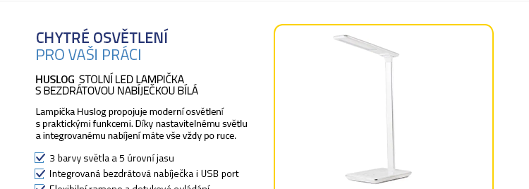 Huslog Stolní LED lampička s bezdrátovou nabíječkou bílá