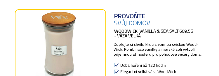 WoodWick Vanilla & Sea Salt 609.5g - váza velká