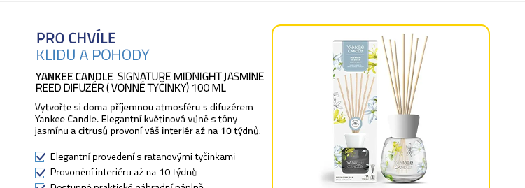 Yankee Candle Signature Midnight Jasmine Reed Difuzér ( Vonné tyčinky) 100 ml