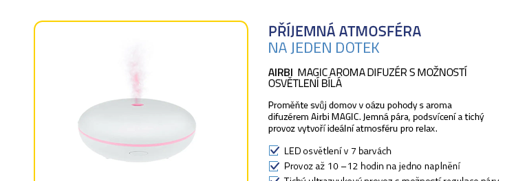Airbi MAGIC Aroma difuzér s možností osvětlení bílá