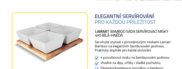 Lamart Bamboo Sada Servírovací misky 4ks bílá-hnědá