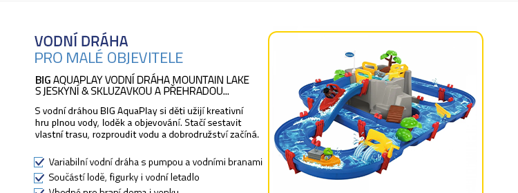 BIG AquaPlay Vodní dráha Mountain Lake s jeskyní & skluzavkou a přehradou + 2 figurky