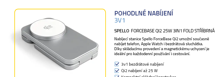 Spello ForceBase Qi2 25W 3in1 Fold stříbrná