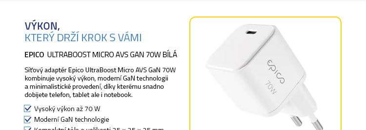 Epico UltraBoost Micro AVS GaN 70W bílá