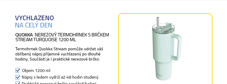 Quokka Nerezový termohrnek s brčkem Stream Turquoise 1200 ml