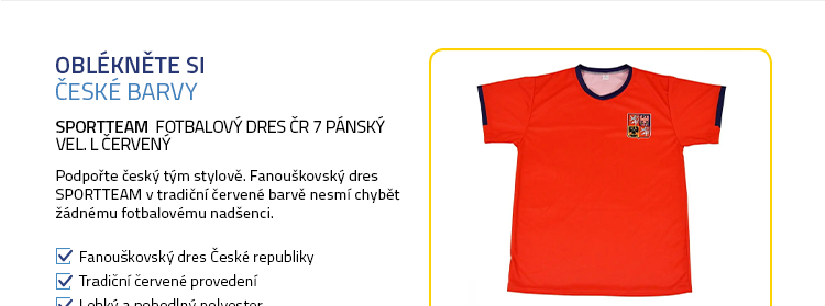 SPORTTEAM Fotbalový dres ČR 7 pánský vel. L červený