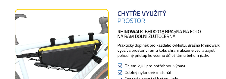 Rhinowalk BHD0018 Brašna na kolo na rám dolní žlutočerná