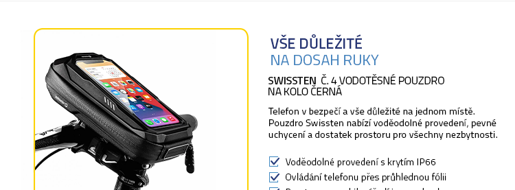 SWISSTEN Č. 4 vodotěsné pouzdro na kolo černá