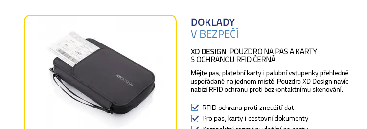 XD Design Pouzdro na pas a karty s ochranou RFID černá