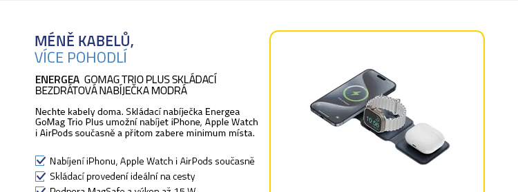 Energea GoMag Trio Plus skládací bezdrátová nabíječka modrá