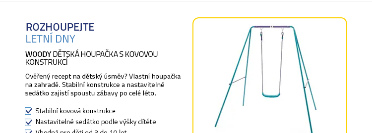Dětská houpačka s kovovou konstrukcí