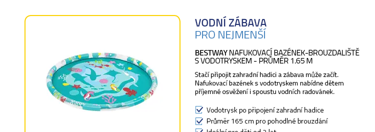 Bestway Nafukovací bazének-brouzdaliště s vodotryskem - průměr 1.65 m