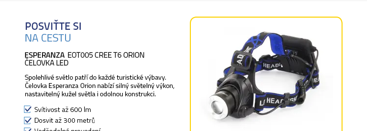Esperanza EOT005 CREE T6 ORION čelovka LED