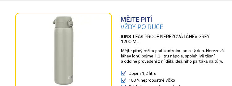ion8 Leak Proof Nerezová láhev Grey 1200 ml