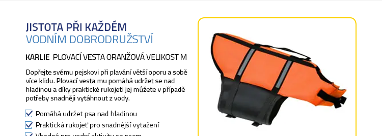 Karlie Plovací vesta oranžová velikost M