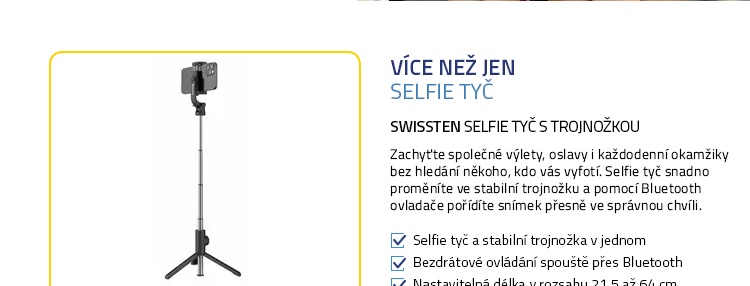 SWISSTEN selfie tyč s trojnožkou
