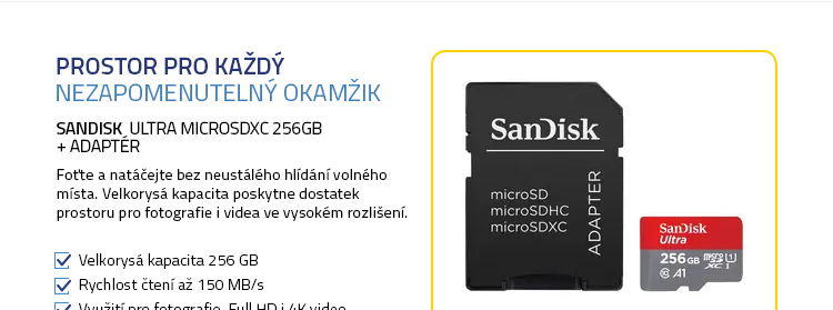 SanDisk Ultra microSDXC 256GB + adaptér