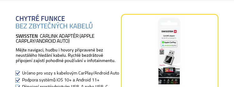 SWISSTEN CarLink adaptér (APPLE CARPLAY/ANDROID AUTO)