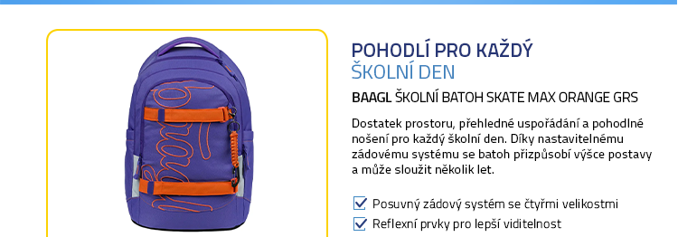 BAAGL Školní batoh Skate Max Orange GRS
