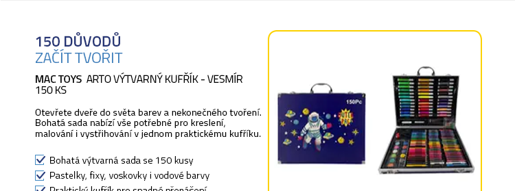 MAC TOYS ARTO Výtvarný kufřík - Vesmír 150 ks