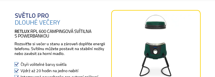 RETLUX RPL 600 Campingová svítilna s powerbankou