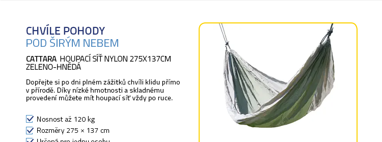 Cattara Houpací síť NYLON 275x137cm zeleno-hnědá