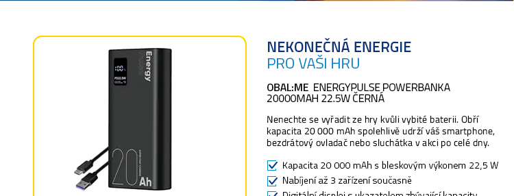 Obal:Me EnergyPulse Powerbanka 20000mAh 22.5W černá