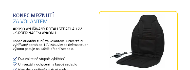 Aroso Vyhřívaný potah sedadla 12V - s přepínačem výkonu